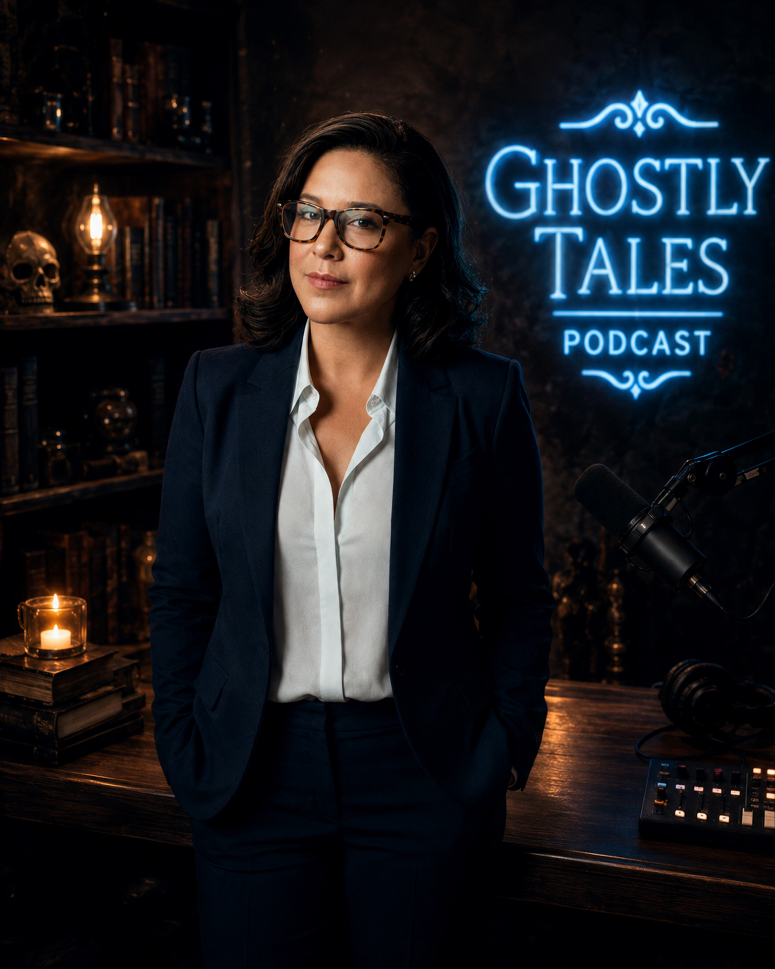 Nonny Mendoza on the Ghostly Tales Show set